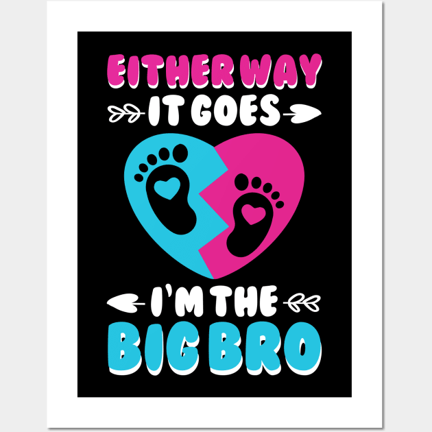 Either Way It Goes I'm The Big Bro Gender Reveal Funny Big Brother Wall Art by JustBeSatisfied